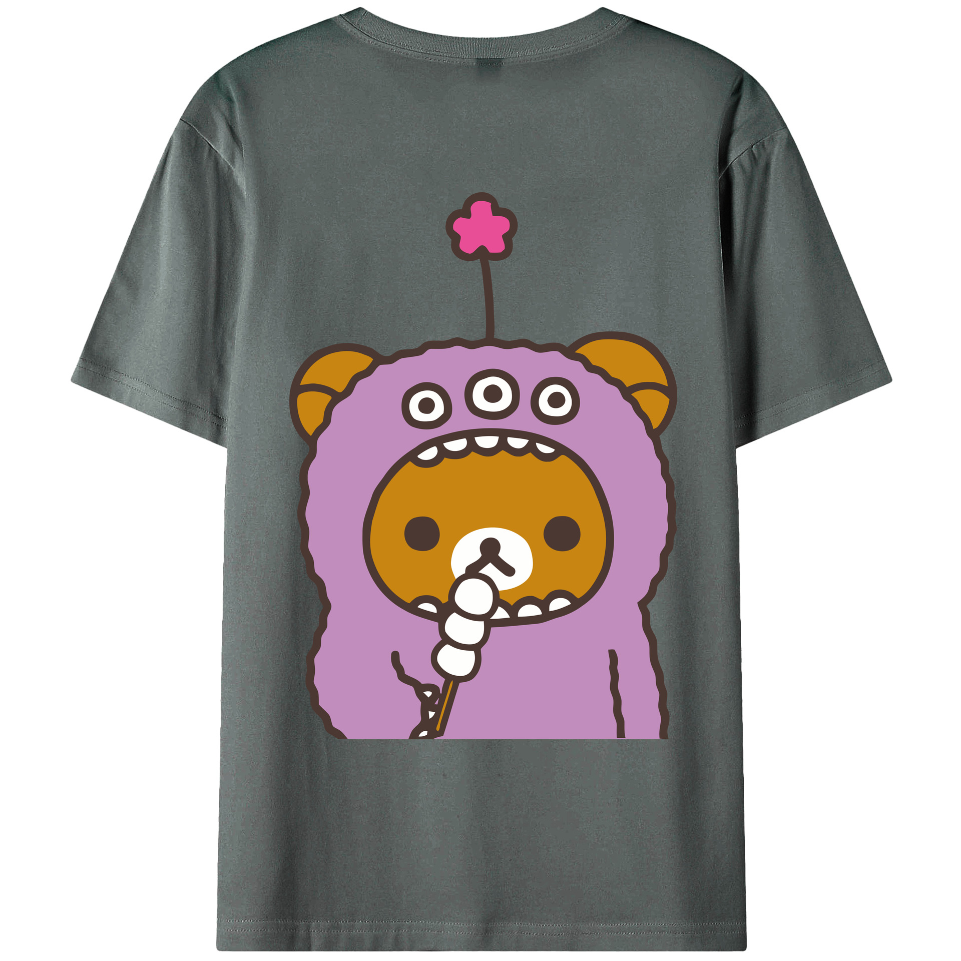 （画像用） リラックマ リラックマ キイロイトリ Rilakkuma Korilakkuma Kiiroitori 綿100％ メンズ半袖Tシャツ（バックプリント） 通気性
